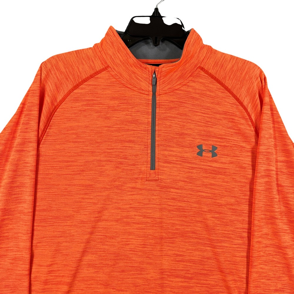 Under Armour 1/4 Zip Pullover Mens XL Orange Space Dye Heather Active Training